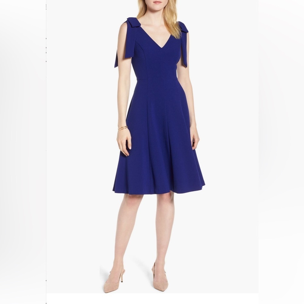 1901 Bow Shoulder Fit & Flare Cocktail Dress